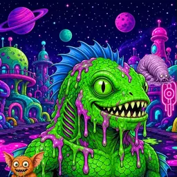Oozlings #6985, Mutated Swamp Fish · Neon City