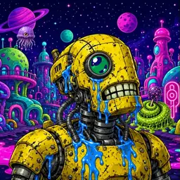 Oozlings #6996, Mutated Rusty Robot · Neon City