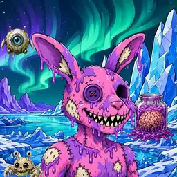 Oozlings #6998, Zombie Bunny · Aurora Ice