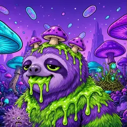 Oozlings #70, Slime Sloth · Fungus Forest
