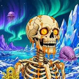Oozlings #7005, Skull · Aurora Ice