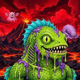 Oozlings #7010, Swamp Fish · Lava Fields