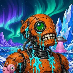 Oozlings #7016, Rusty Robot · Aurora Ice