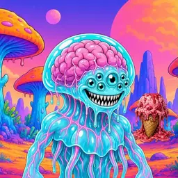 Oozlings #7019, Jellyfish Brain · Mushroom Desert