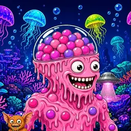 Oozlings #702, Gumball Brain · Glow Reef