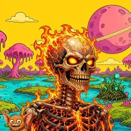Oozlings #7025, Fire Skull · Turquoise Swamp