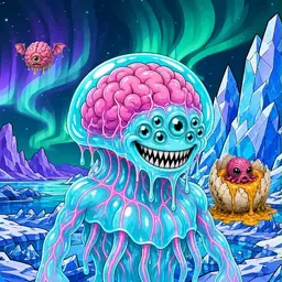 Oozlings #7031, Jellyfish Brain · Aurora Ice