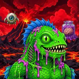 Oozlings #7034, Mutated Swamp Fish · Lava Fields