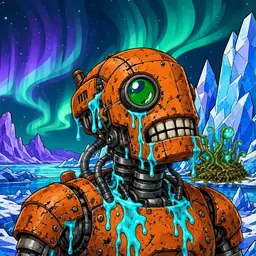 Oozlings #7037, Rusty Robot · Aurora Ice