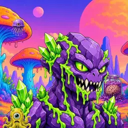 Oozlings #7042, Crystal Rock · Mushroom Desert