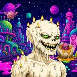 Oozlings #7045, Candle Wax · Neon City