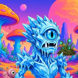 Oozlings #7055, Ice Cyclops · Mushroom Desert