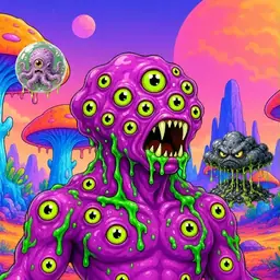Oozlings #7059, Mutated Eyeball Cluster · Mushroom Desert