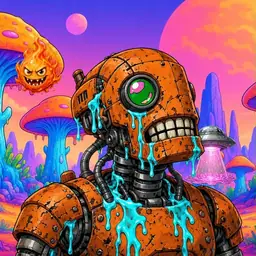 Oozlings #706, Rusty Robot · Mushroom Desert