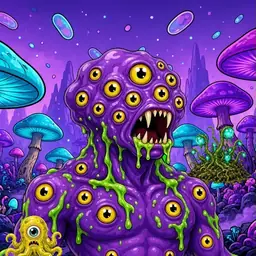 Oozlings #7061, Eyeball Cluster · Fungus Forest