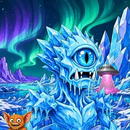 Oozlings #7064, Ice Cyclops · Aurora Ice