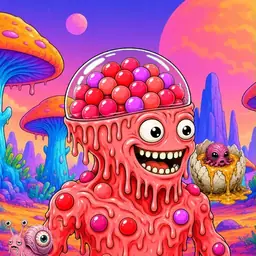 Oozlings #7066, Mutated Gumball Brain · Mushroom Desert