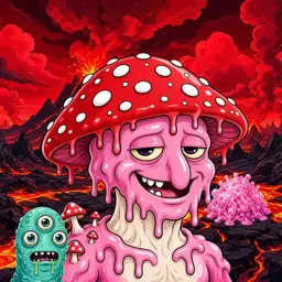 Oozlings #7068, Mushroom Head · Lava Fields