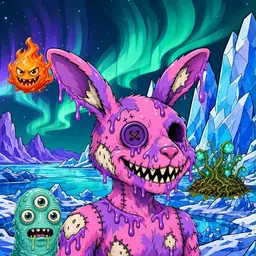 Oozlings #7070, Zombie Bunny · Aurora Ice