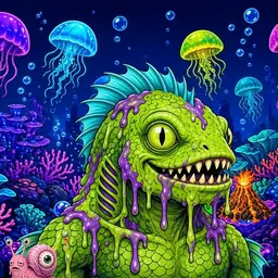 Oozlings #7076, Swamp Fish · Glow Reef
