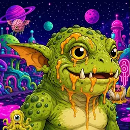 Oozlings #7077, Toad Goblin · Neon City
