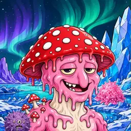 Oozlings #7082, Mushroom Head · Aurora Ice