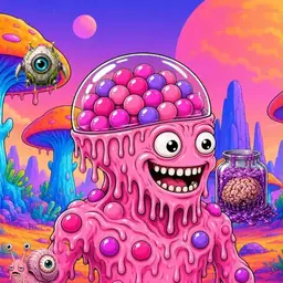 Oozlings #7088, Gumball Brain · Mushroom Desert