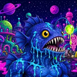 Oozlings #7096, Anglerfish · Neon City