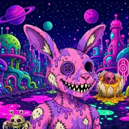 Oozlings #7103, Zombie Bunny · Neon City