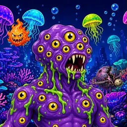 Oozlings #7105, Eyeball Cluster · Glow Reef