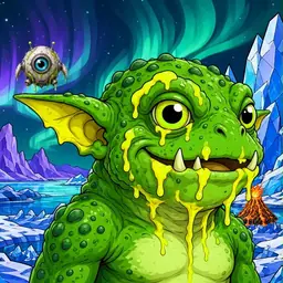 Oozlings #7107, Mutated Toad Goblin · Aurora Ice