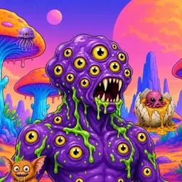 Oozlings #712, Eyeball Cluster · Mushroom Desert