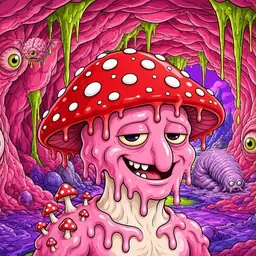 Oozlings #7124, Mushroom Head · Flesh Cave