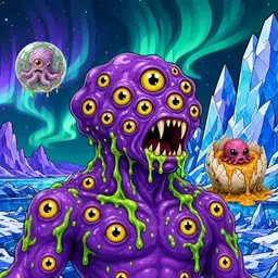 Oozlings #7127, Eyeball Cluster · Aurora Ice