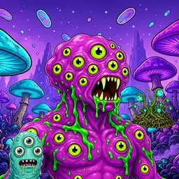 Oozlings #7133, Mutated Eyeball Cluster · Fungus Forest