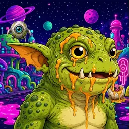 Oozlings #7137, Toad Goblin · Neon City