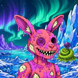 Oozlings #7141, Mutated Zombie Bunny · Aurora Ice