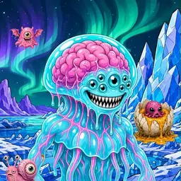 Oozlings #7159, Jellyfish Brain · Aurora Ice