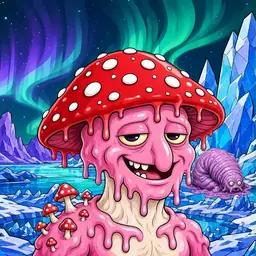 Oozlings #7169, Mushroom Head · Aurora Ice