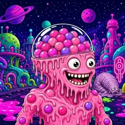 Oozlings #717, Gumball Brain · Neon City
