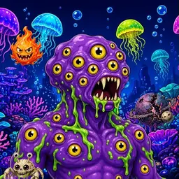Oozlings #7172, Eyeball Cluster · Glow Reef