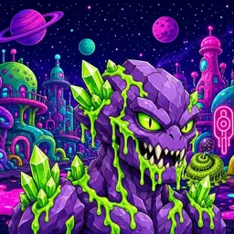 Oozlings #7175, Crystal Rock · Neon City