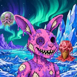 Oozlings #7176, Zombie Bunny · Aurora Ice