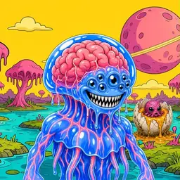 Oozlings #7184, Mutated Jellyfish Brain · Turquoise Swamp