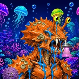 Oozlings #7187, Mutated Crab · Glow Reef