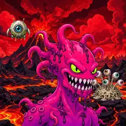 Oozlings #719, Mutated Squid · Lava Fields