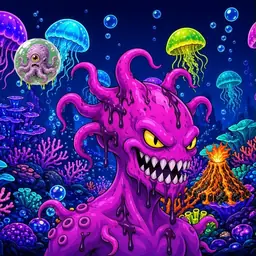 Oozlings #7193, Squid · Glow Reef