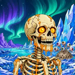 Oozlings #72, Skull · Aurora Ice