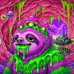 Oozlings #7201, Mutated Slime Sloth · Flesh Cave