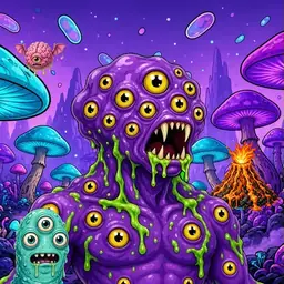 Oozlings #7202, Eyeball Cluster · Fungus Forest